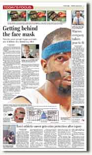Detroit News Article - Getting behind the face mask.  A story about custom facemasks and face protection from sports injuries.